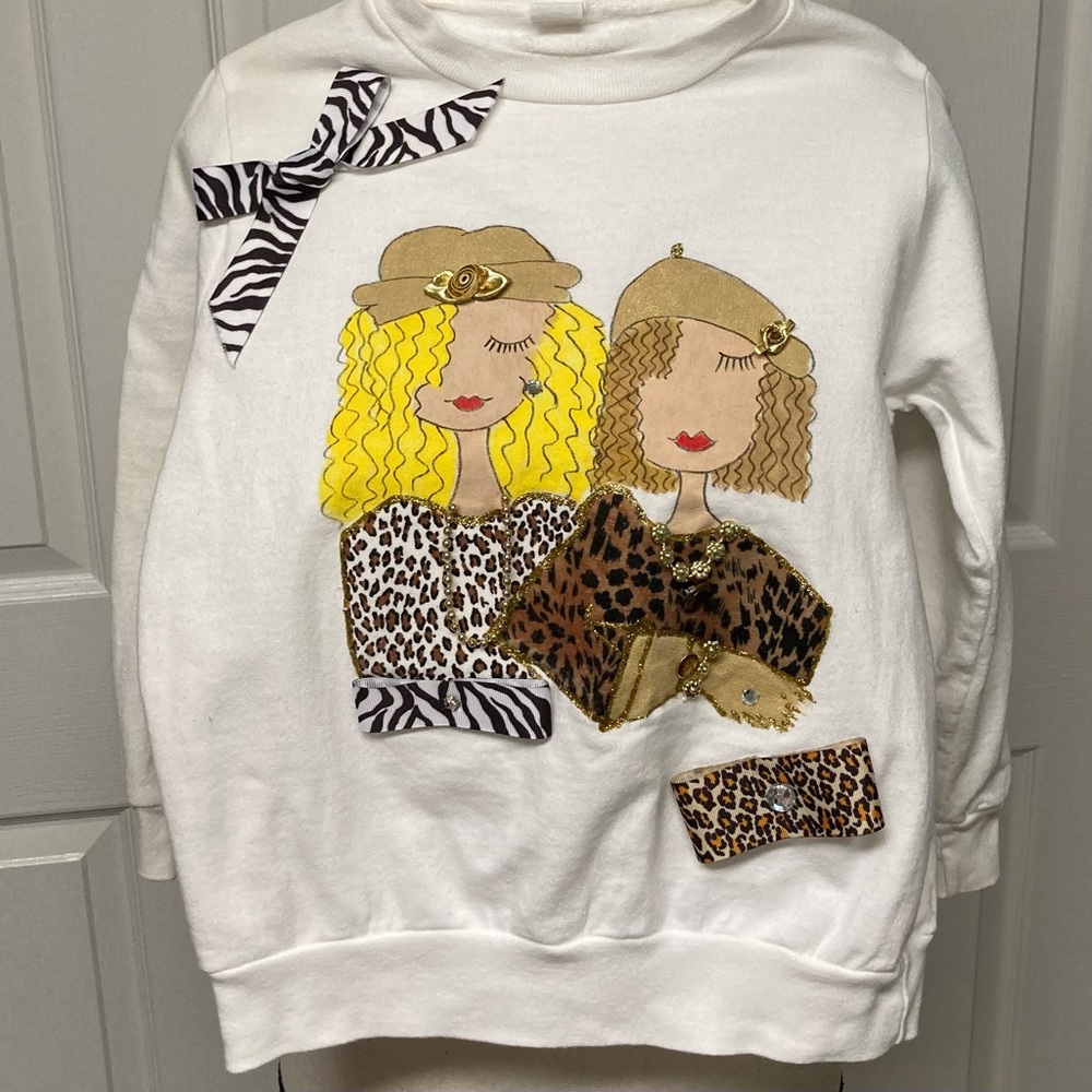 Vintage EUC hand painted/embellished sweatshirt Little Girls size 6